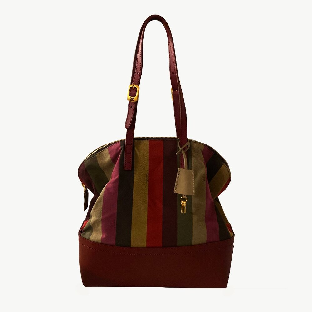 Fendi Pequin Multicolor Striped Tobacco Tote